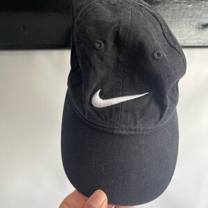 Nike Black Baseball Cap with White Swoosh toddler